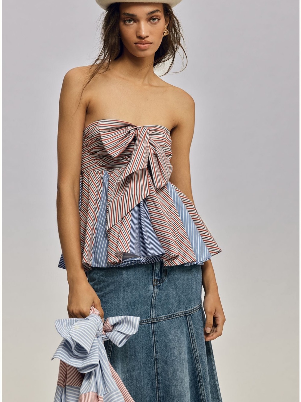 Anthropologie Strapless Tie Swing Blouse
